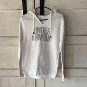 Under Armour White Hoodie with Gray Logo Print